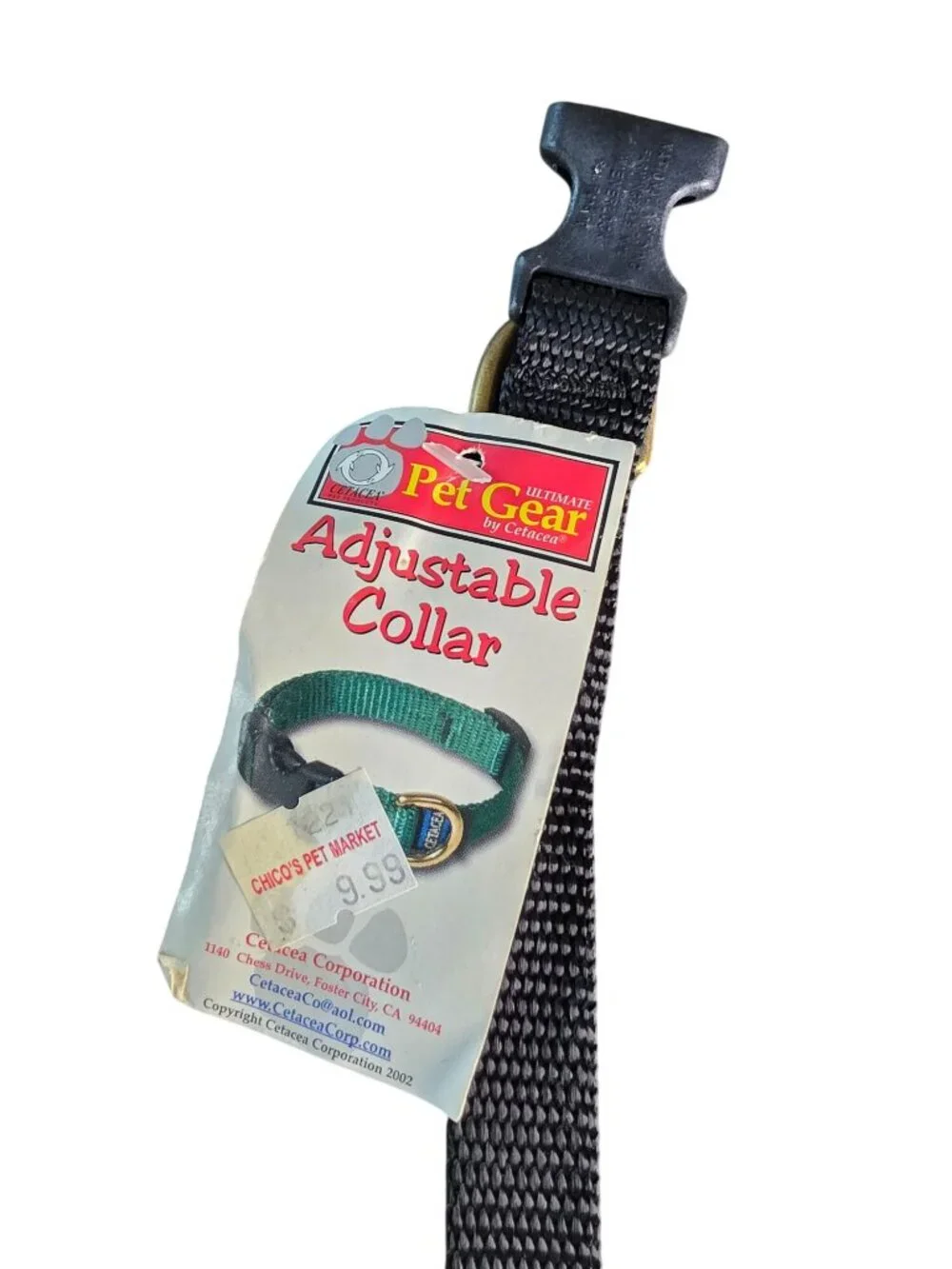 Pet GearAdjustable Black Nylon Dog Collar XS-L Brass D-Ring Quick Release Buckle